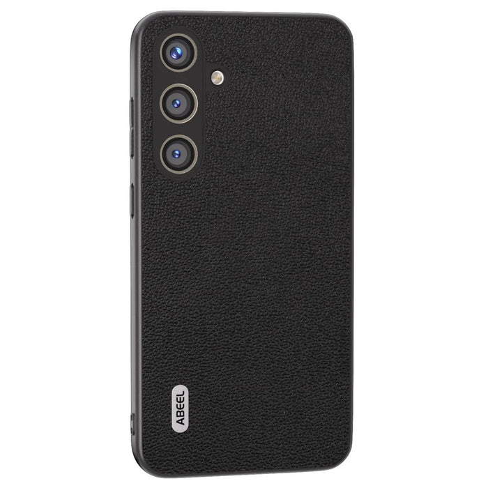 ABEEL For Samsung Galaxy S24+ Slim Shockproof Case Genuine Cow Leather Phone Cover - Black - 1