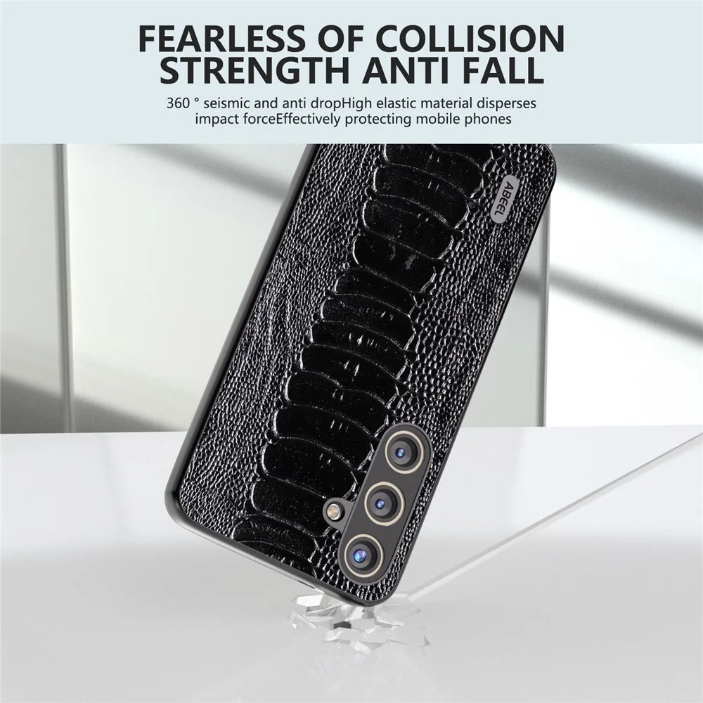 ABEEL For Samsung Galaxy S24+ Phone Case Protective Back Cover Crocodile Texture - Black - 3