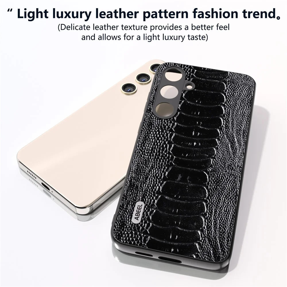 ABEEL For Samsung Galaxy S24+ Phone Case Protective Back Cover Crocodile Texture - Black - 4