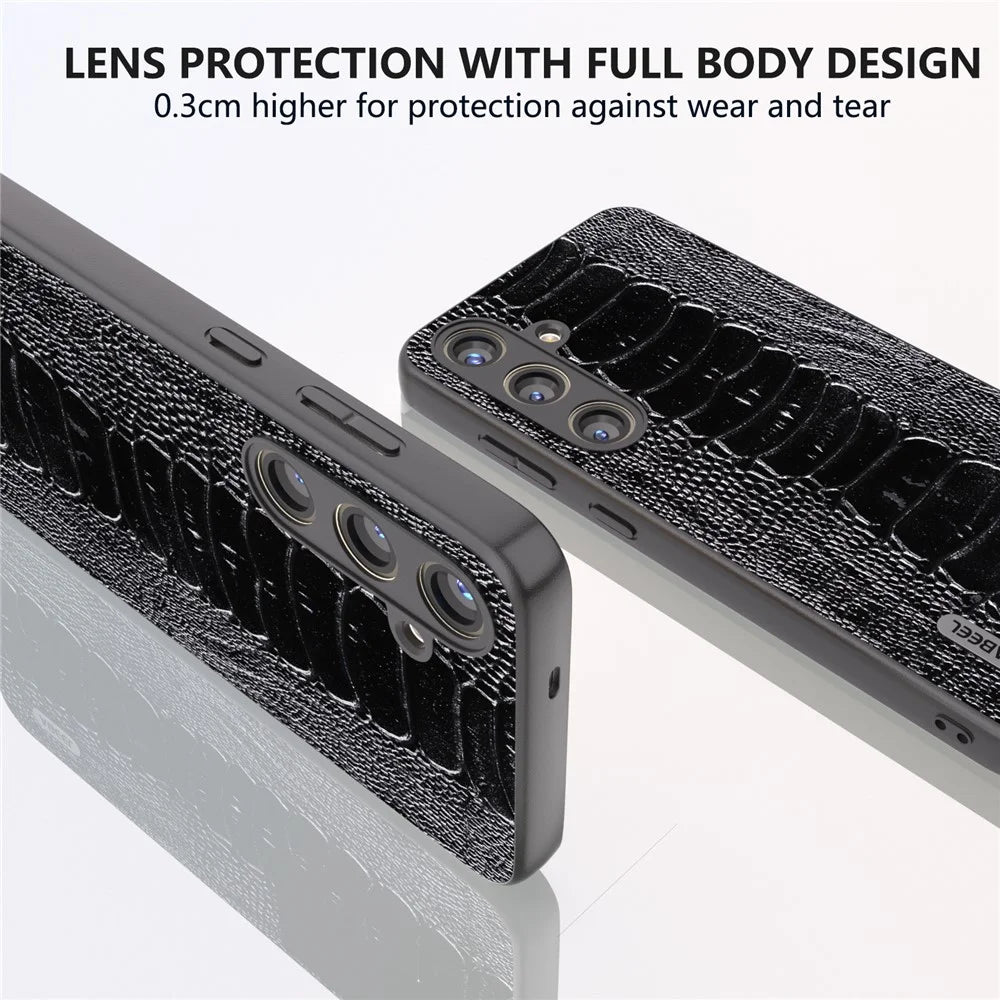 ABEEL For Samsung Galaxy S24+ Phone Case Protective Back Cover Crocodile Texture - Black - 5