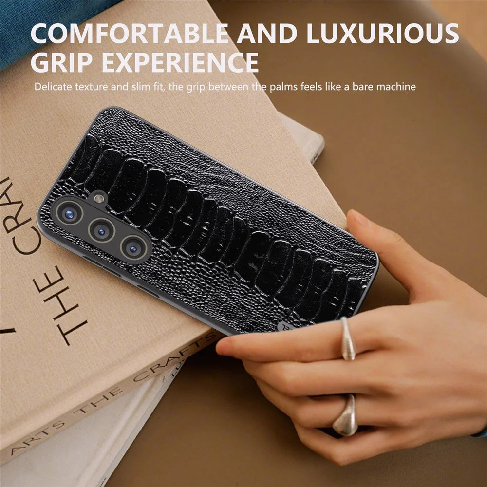 ABEEL For Samsung Galaxy S24+ Phone Case Protective Back Cover Crocodile Texture - Black - 6