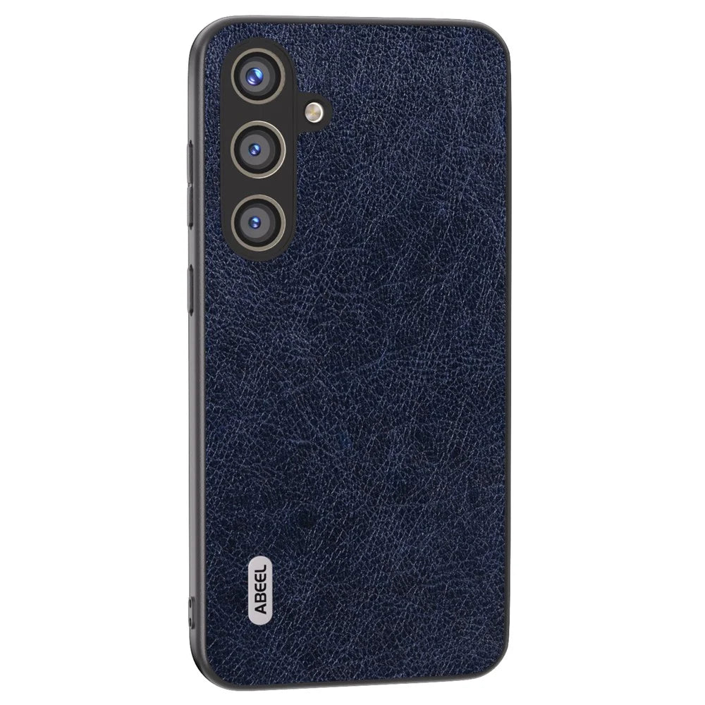 ABEEL For Samsung Galaxy S24+ Litchi Texture Case Leather Coated PC+TPU Phone Cover - Blue - 1
