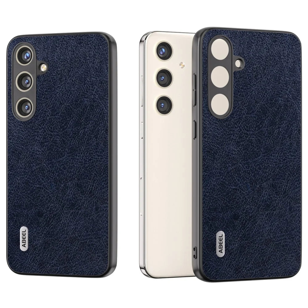 ABEEL For Samsung Galaxy S24+ Litchi Texture Case Leather Coated PC+TPU Phone Cover - Blue - 2