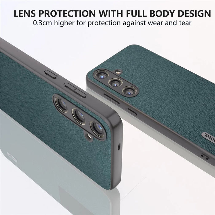 ABEEL For Samsung Galaxy S24 Back Protective Case Litchi Texture Phone Cover - Midnight Green - 5