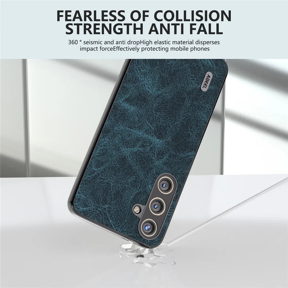ABEEL For Samsung Galaxy S24 Litchi Texture Phone Case PU Leather+PC+TPU Anti-Scratch Cover - Blue - 3