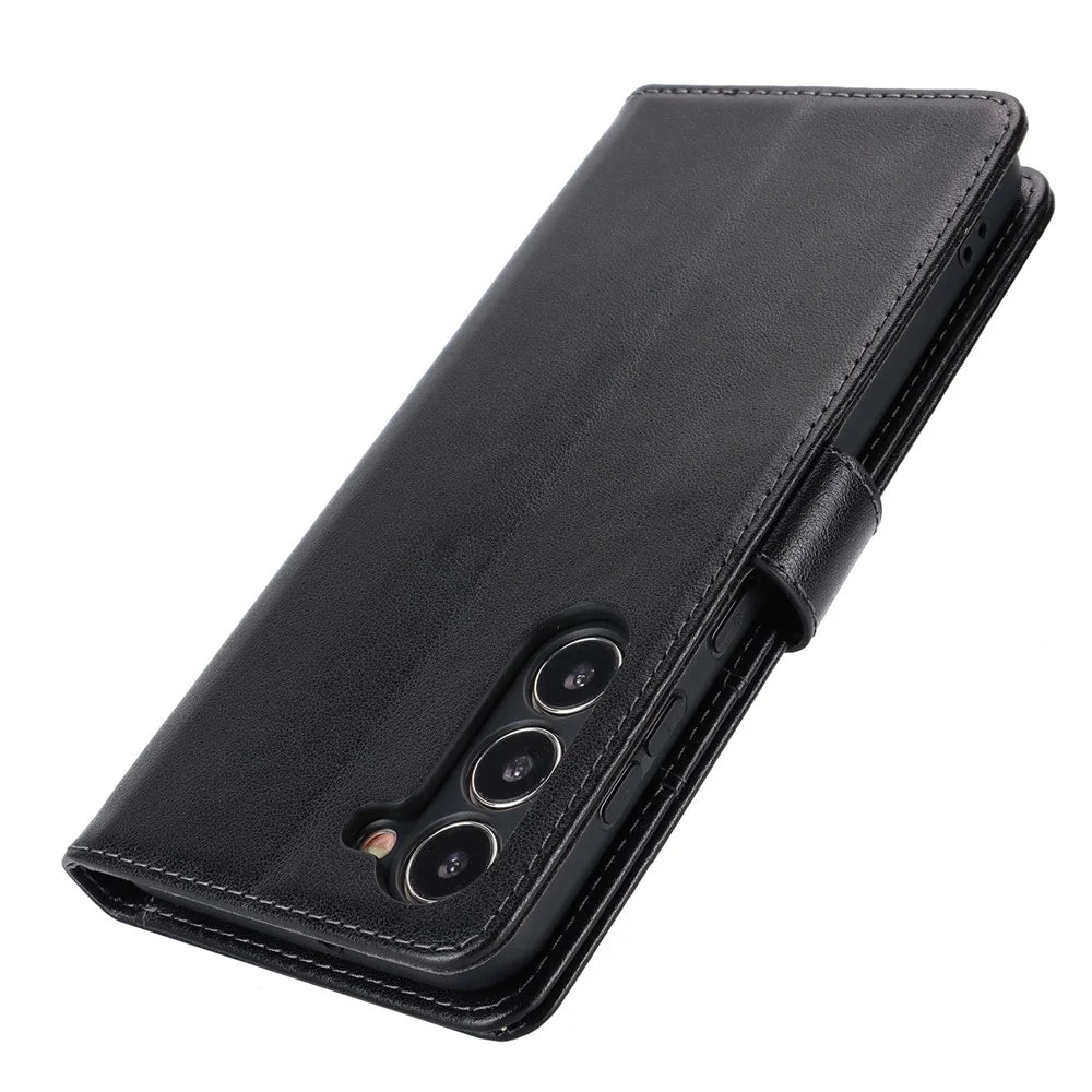For Samsung Galaxy S23+ Case R61 Texture Flower Imprinted PU Leather Phone Cover with Wallet Stand - Black - 6