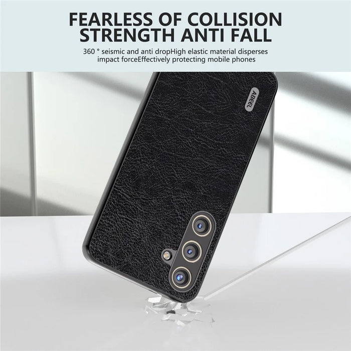 ABEEL For Samsung Galaxy S24 Retro Litchi Texture Cover PU Leather Camera Protection Phone Case - Black - 3