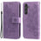 For Samsung Galaxy A55 5G Case Floral Pattern PU Leather Wallet Stand Phone Cover - Purple - 1