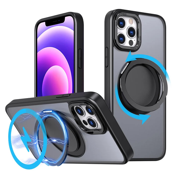 For iPhone 12 Pro Max Kickstand Magnetic Case Compatible with MagSafe - Black - 1
