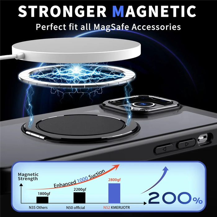 For iPhone 12 Pro Max Kickstand Magnetic Case Compatible with MagSafe - Black - 2