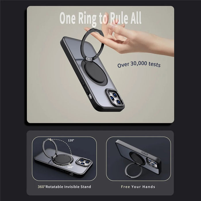 For iPhone 12 Pro Max Kickstand Magnetic Case Compatible with MagSafe - Black - 4