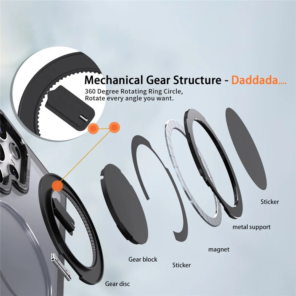 For Samsung Galaxy S23 Ultra Magnetic Phone Case Kickstand PC+TPU Cover - Black - 6