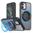 For iPhone 11 Magnetic Phone Case Invisible Gear Ring Holder Kickstand - Black - 1
