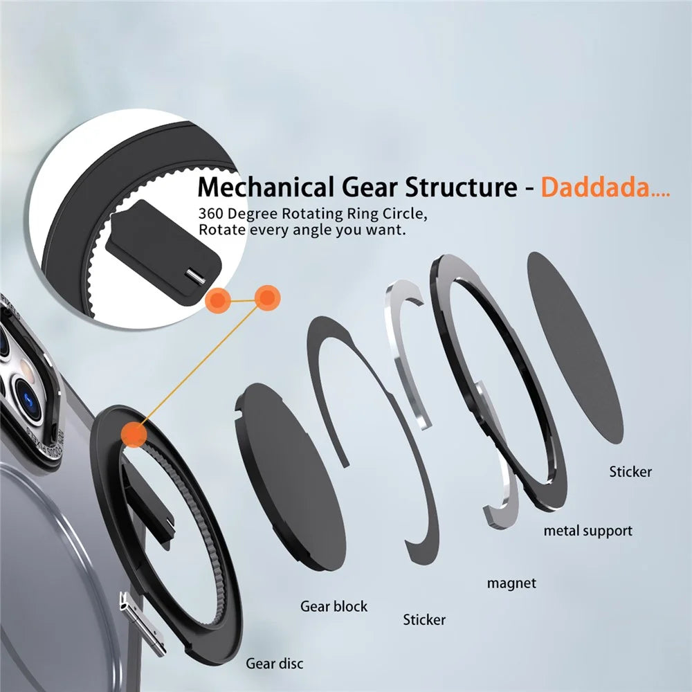For iPhone 11 Pro Max Magnetic Case Compatible with MagSafe Rotary Kickstand - Black - 6