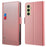 For Samsung Galaxy A15 5G / A15 4G PU Leather Case Stand Phone Cover with Mirror - Rose Gold - 1