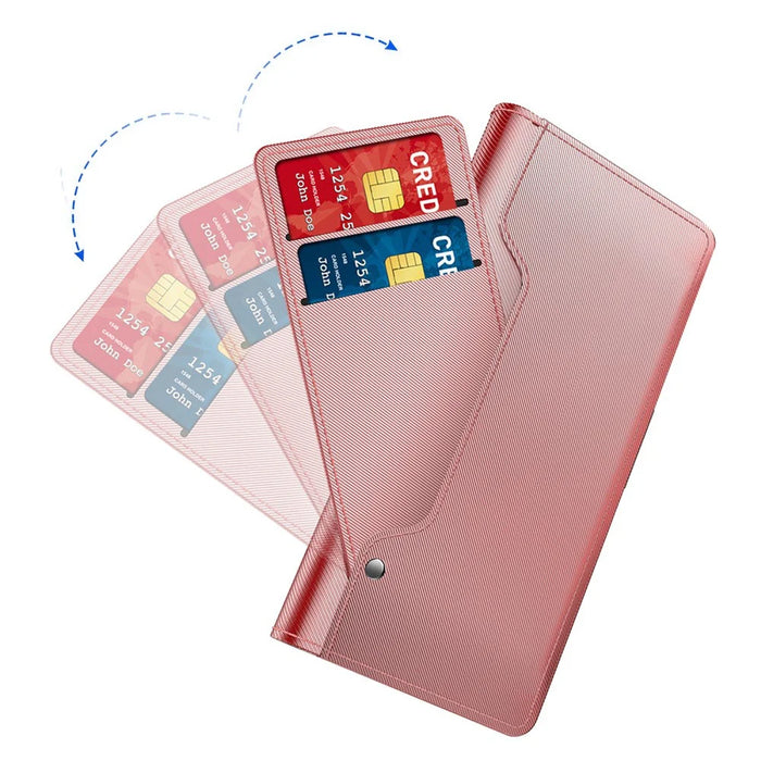 For Samsung Galaxy A15 5G / A15 4G PU Leather Case Stand Phone Cover with Mirror - Rose Gold - 5