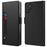 For Samsung Galaxy S24 Ultra Case PU Leather Stand Mobile Phone Cover with Mirror - Black - 1