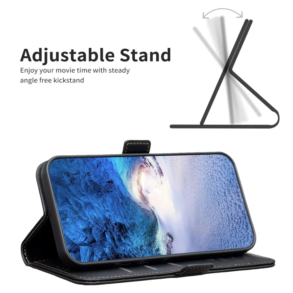 BINFEN COLOR BF31 For Samsung Galaxy A55 5G Case with Wallet Stand PU Leather Flip Phone Cover - Black - 2