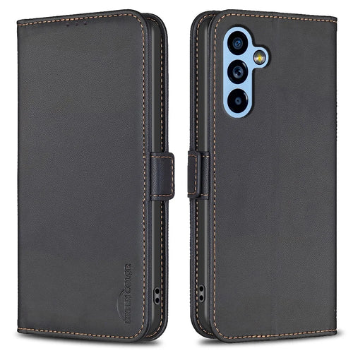 BINFEN COLOR BF31 For Samsung Galaxy A54 5G Case with Wallet Stand PU Leather Flip Phone Cover - Black - 1