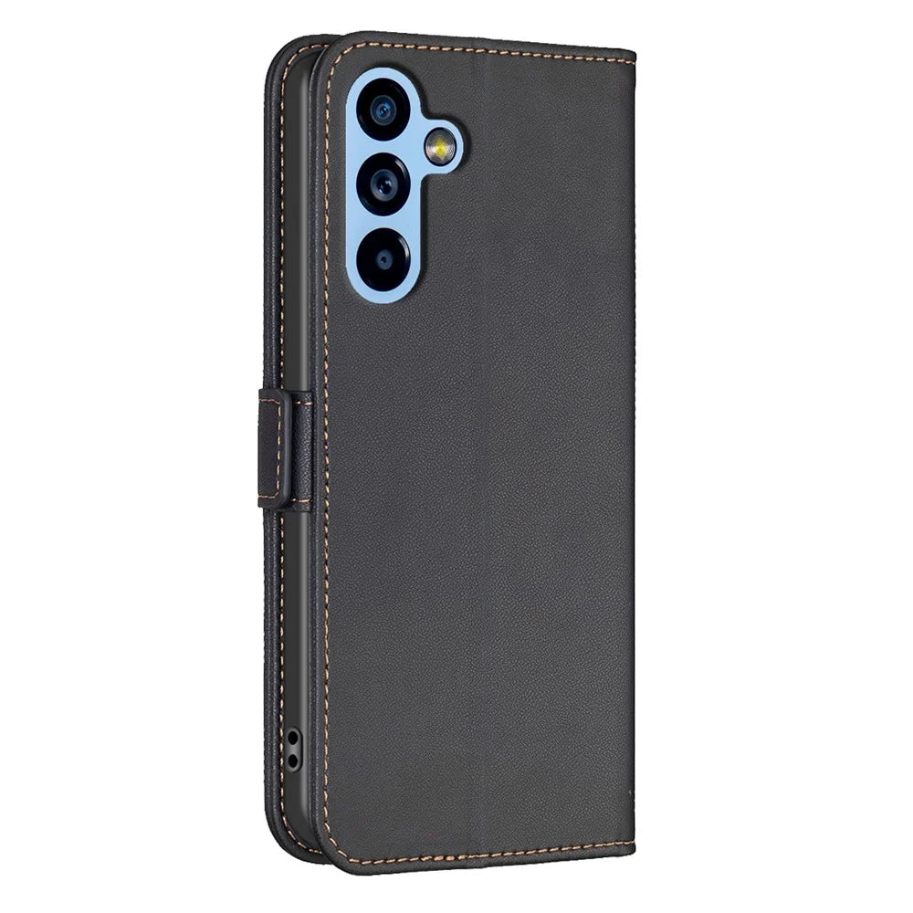 BINFEN COLOR BF31 For Samsung Galaxy A54 5G Case with Wallet Stand PU Leather Flip Phone Cover - Black - 7