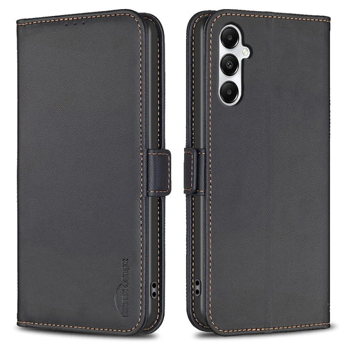 BINFEN COLOR BF31 For Samsung Galaxy A05s 4G Case with Wallet Stand PU Leather Flip Phone Cover - Black - 1