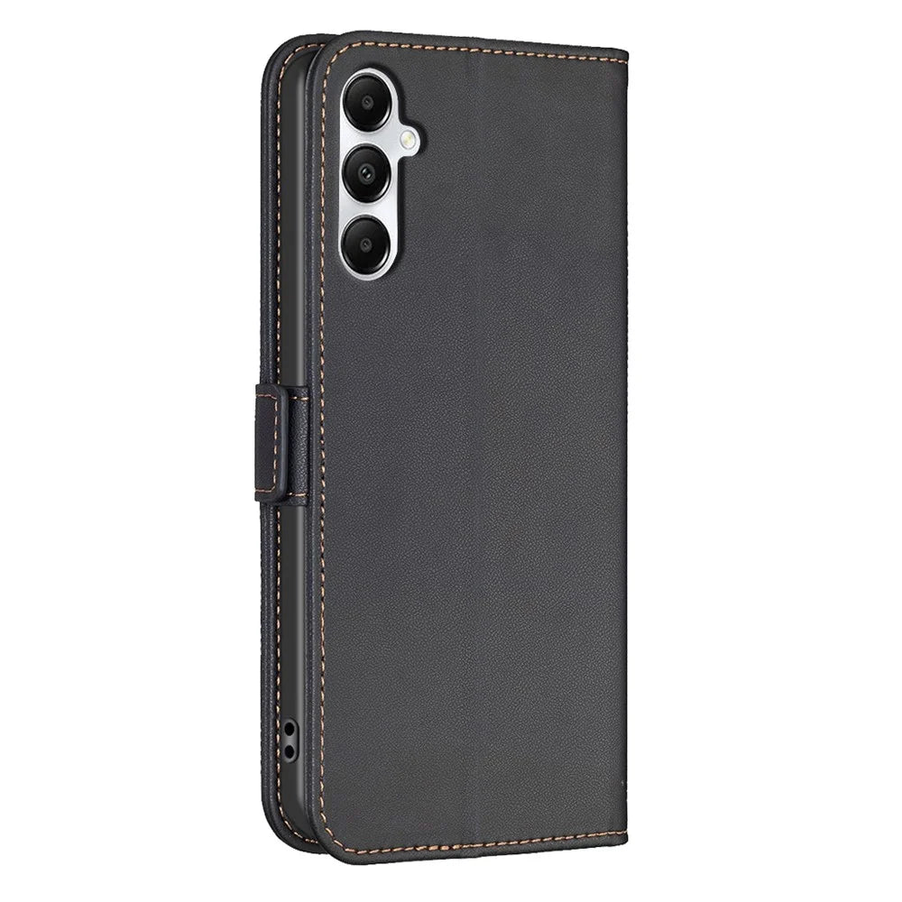 BINFEN COLOR BF31 For Samsung Galaxy A05s 4G Case with Wallet Stand PU Leather Flip Phone Cover - Black - 7