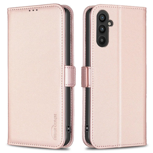 BINFEN COLOR BF31 For Samsung Galaxy A25 5G (Global) (161.0 x 76.5 x 8.3mm) Case with Wallet Stand PU Leather Flip Phone Cover - Pink - 1