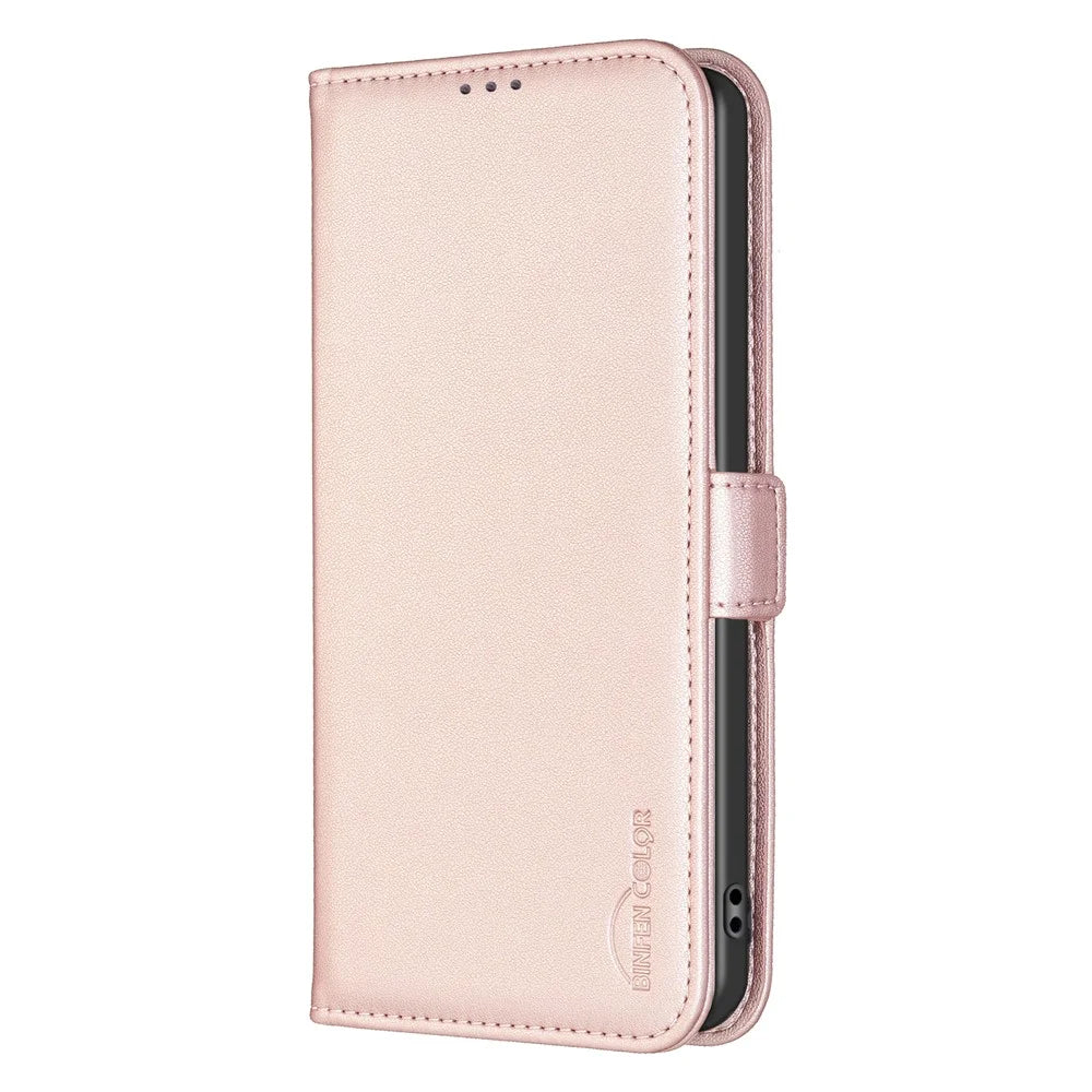 BINFEN COLOR BF31 For Samsung Galaxy A25 5G (Global) (161.0 x 76.5 x 8.3mm) Case with Wallet Stand PU Leather Flip Phone Cover - Pink - 6