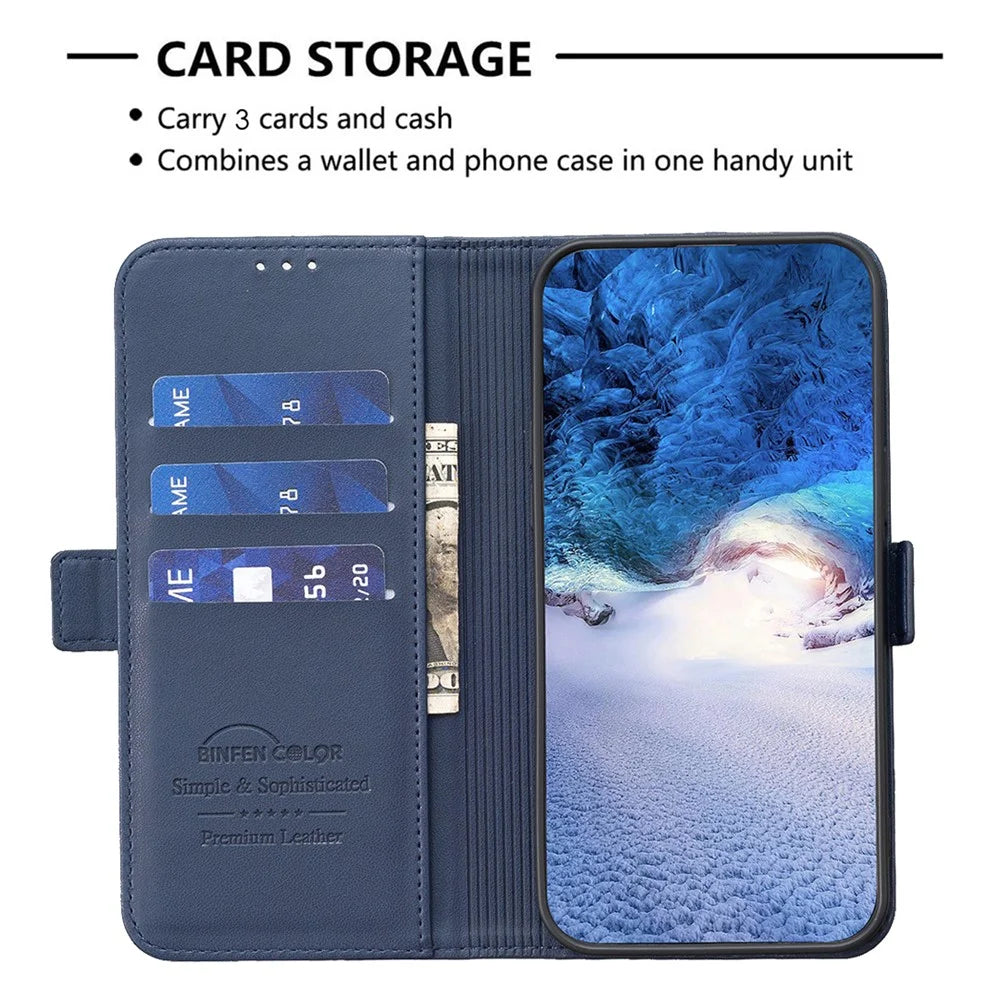 BINFEN COLOR BF31 For Samsung Galaxy A13 5G / A13 4G Case with Wallet Stand PU Leather Flip Phone Cover - Blue - 3