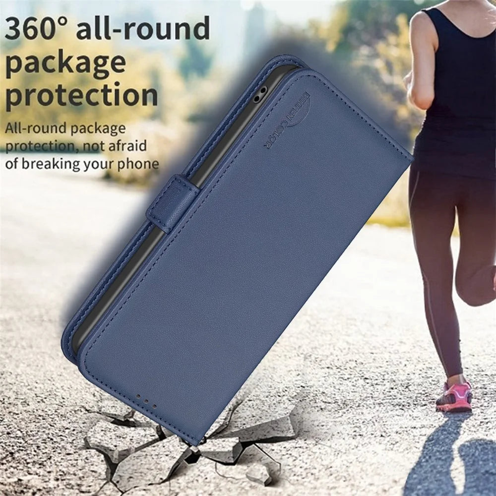 BINFEN COLOR BF31 For Samsung Galaxy A13 5G / A13 4G Case with Wallet Stand PU Leather Flip Phone Cover - Blue - 5