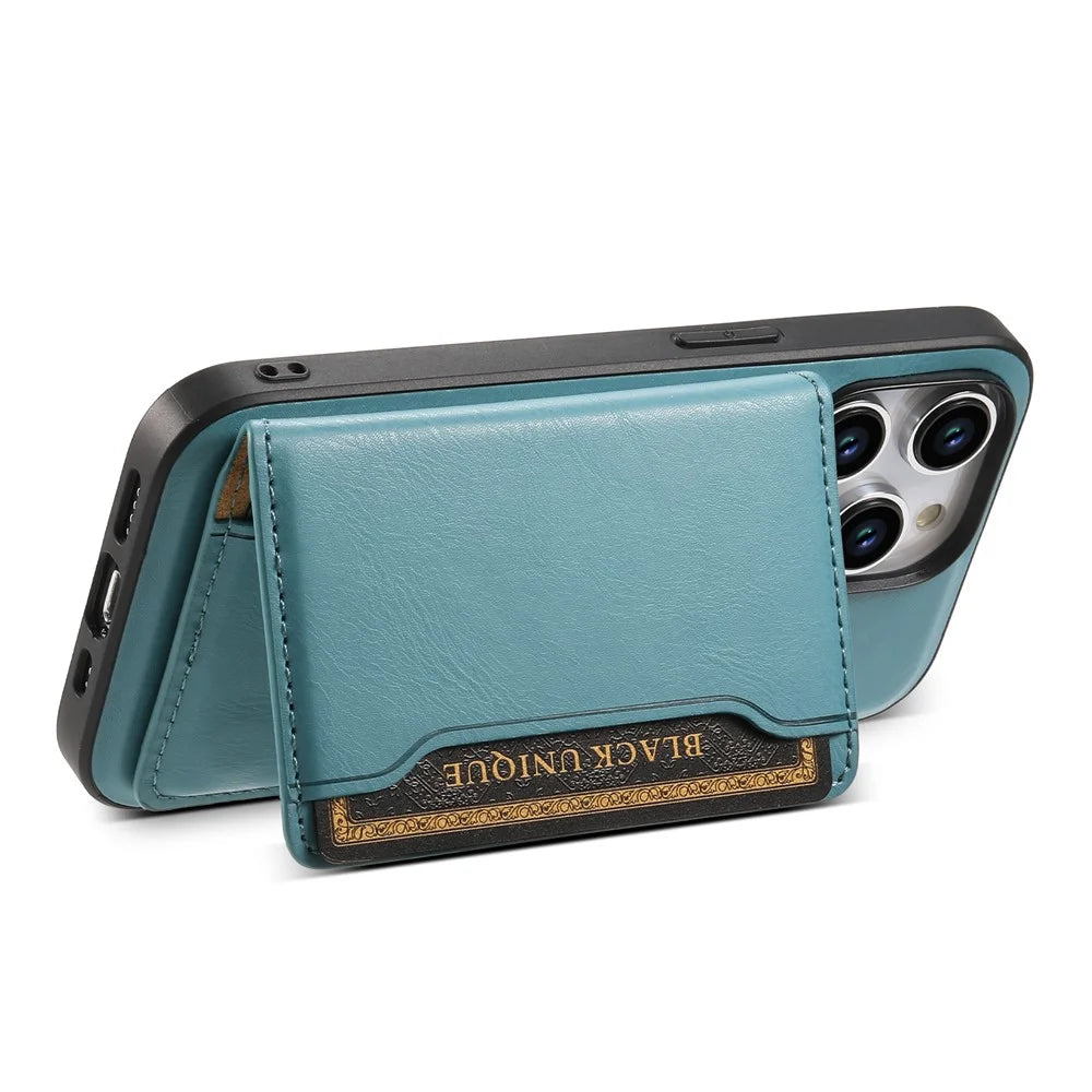 DENIOR For iPhone 15 Pro Max Phone Cover Compatible with MagSafe Detachable Card Case Kickstand - Blue - 2