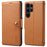DENIOR For Samsung Galaxy S24 Ultra Case Cowhide Texture Leather Wallet Cover - Khaki - 1