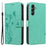 For Samsung Galaxy A15 5G PU Leather Cases Flower Pattern Wallet Stand Phone Cover with Strap - Green - 1