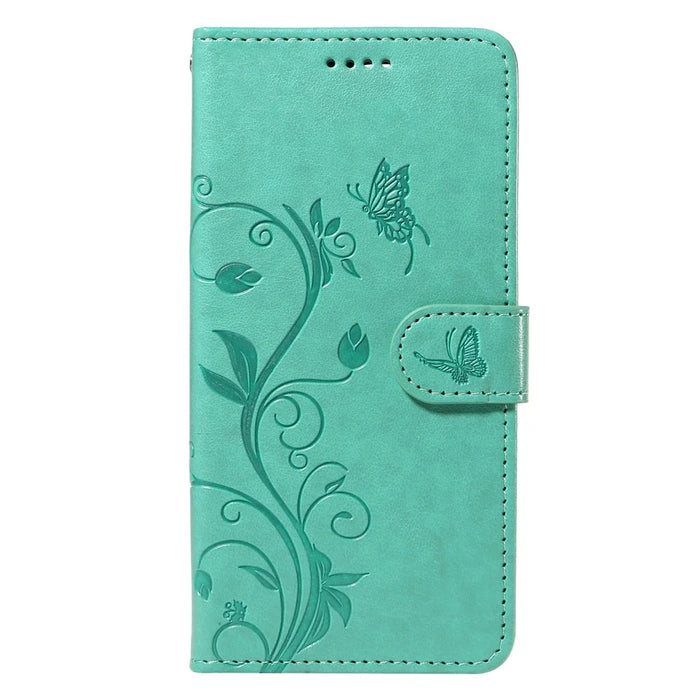 For Samsung Galaxy A15 5G PU Leather Cases Flower Pattern Wallet Stand Phone Cover with Strap - Green - 6