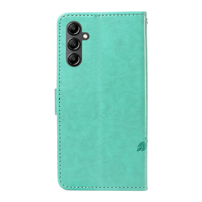 For Samsung Galaxy A15 5G PU Leather Cases Flower Pattern Wallet Stand Phone Cover with Strap - Green - 7