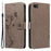 For iPhone 6 / 6s / 7 / 8 / SE (2020) / SE (2022) PU Leather Cases Flower Pattern Wallet Stand Phone Cover with Strap - Grey - 1