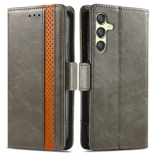 For Samsung Galaxy A25 5G (Global) (161mm) Phone Cases CASENEO PU Leather Cover Stand with RFID Blocking Wallet - Grey - 1