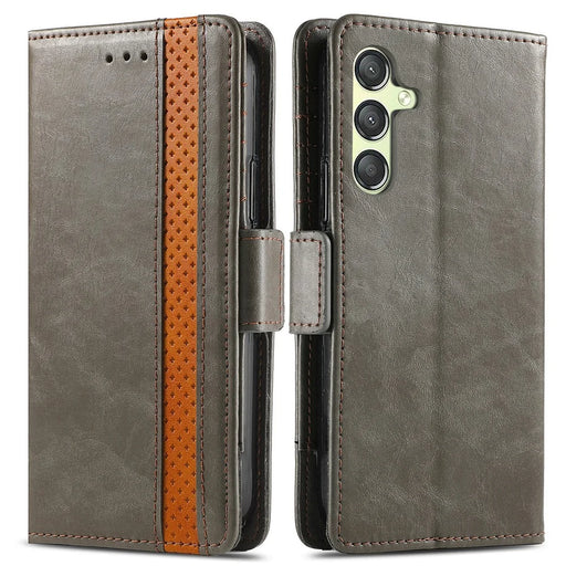 For Samsung Galaxy A25 5G (Global) (161mm) Phone Cases CASENEO PU Leather Cover Stand with RFID Blocking Wallet - Grey - 1
