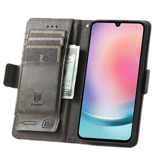 For Samsung Galaxy A25 5G (Global) (161mm) Phone Cases CASENEO PU Leather Cover Stand with RFID Blocking Wallet - Grey - 2