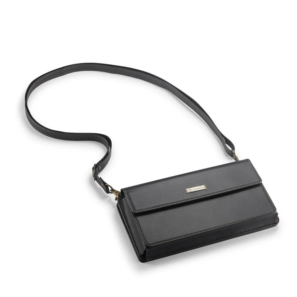 CASEME Me20 Crossbody Phone Bag for 4-7.6 inch Phones PU Leather Mobile Phone Bag Wallet Shoulder Strap - Black - 7