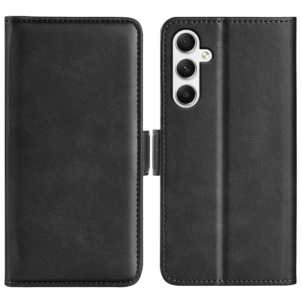 For Samsung Galaxy A35 5G PU Leather Wallet Case Flip Phone Cover with 3 Card Holder - Black - 1