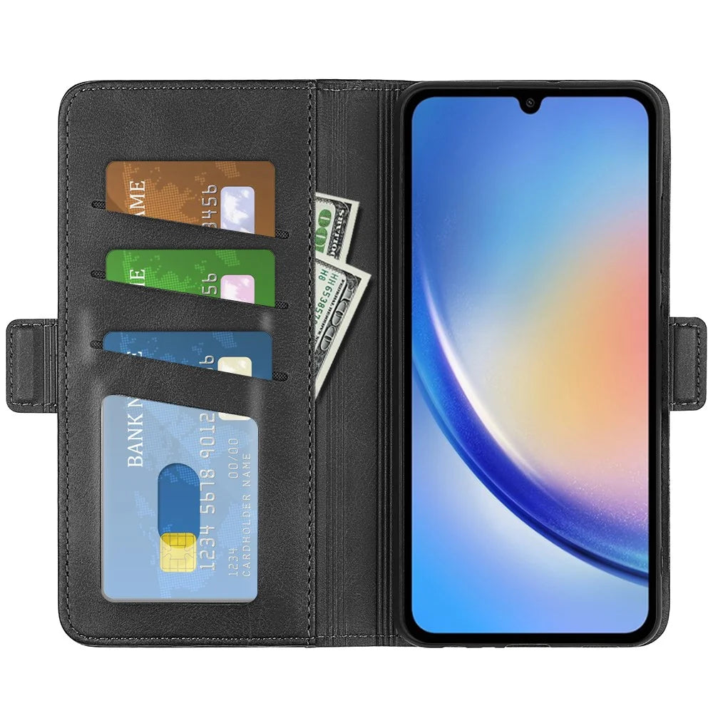 For Samsung Galaxy A35 5G PU Leather Wallet Case Flip Phone Cover with 3 Card Holder - Black - 2