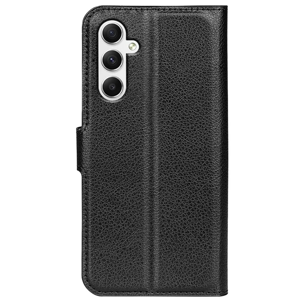 For Samsung Galaxy A35 5G Litchi Texture Wallet Case PU Leather Phone Stand Cover - Black - 7