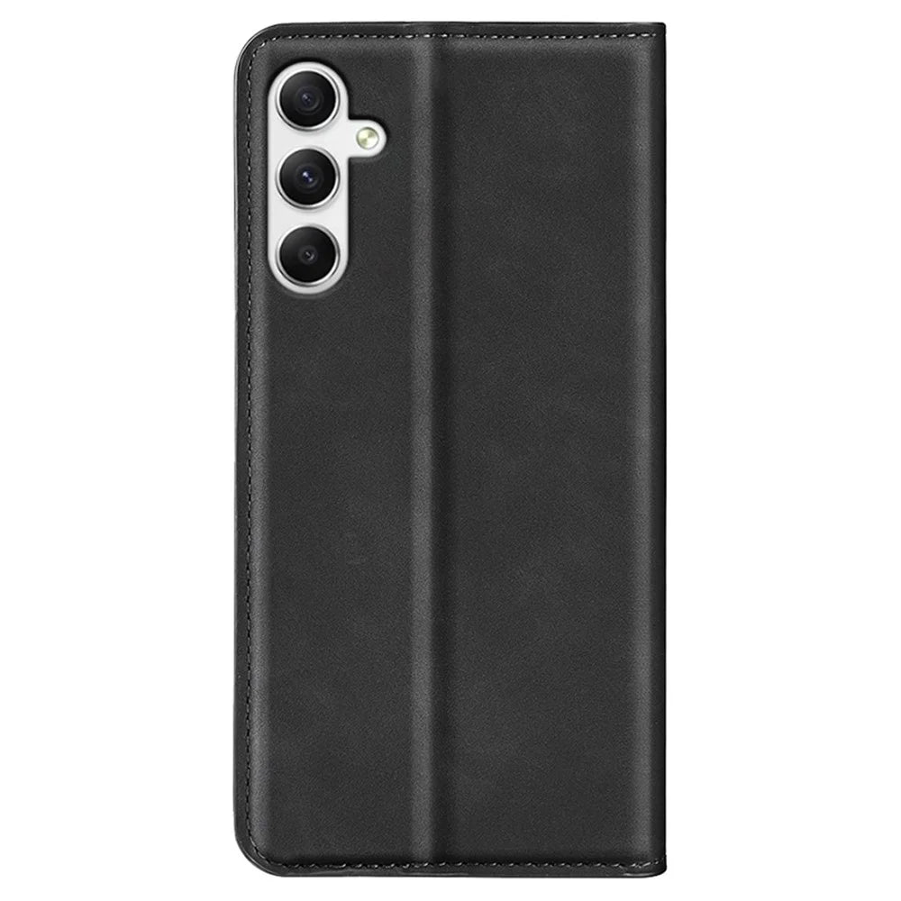 For Samsung Galaxy A35 5G Skin Touch Feeling Case PU Leather Magnetic Auto-absorbed Phone Cover - Black - 7