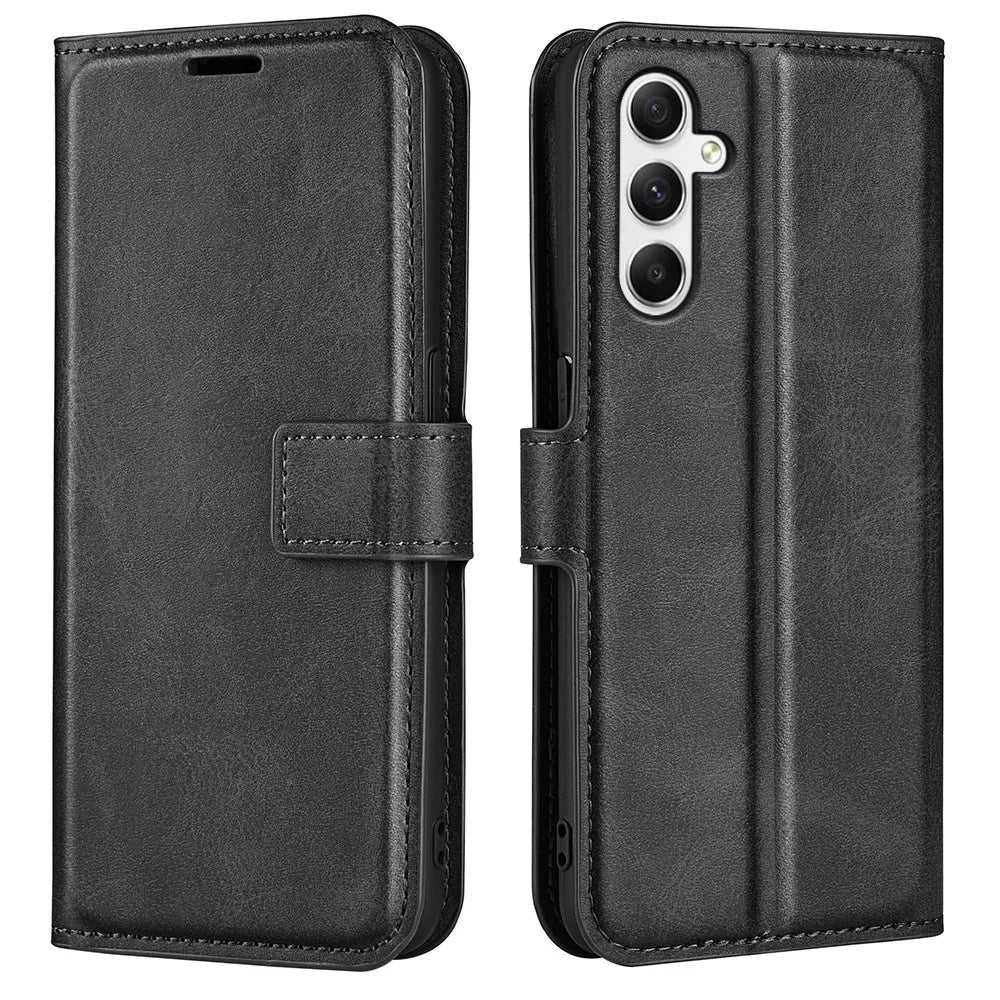 For Samsung Galaxy A35 5G Case Collection Flip Shockproof PU Leather Phone Cover - Black - 1