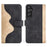For Samsung Galaxy A55 5G Case PU Leather+TPU Color Splicing Phone Wallet Cover - Black - 1