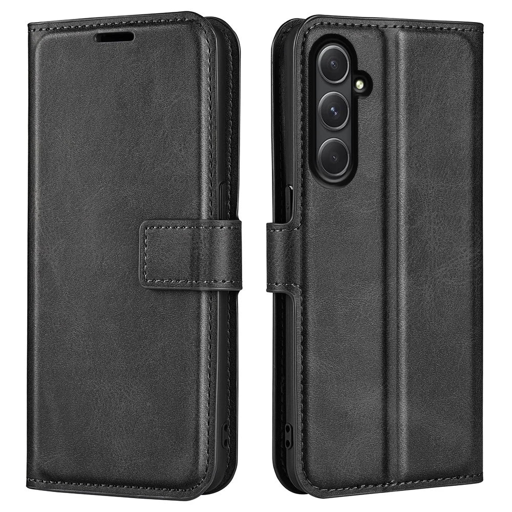 Wallet Case for Samsung Galaxy A55 5G Magnetic Flip PU Leather Phone Cover - Black - 1