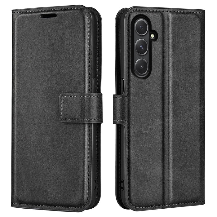 Wallet Case for Samsung Galaxy A55 5G Magnetic Flip PU Leather Phone Cover - Black - 1