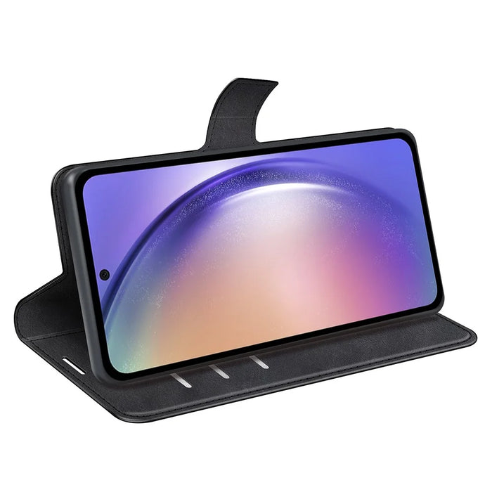 Wallet Case for Samsung Galaxy A55 5G Magnetic Flip PU Leather Phone Cover - Black - 3