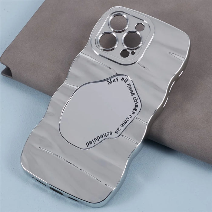 HYT Series For iPhone 15 Pro Electroplated Phone Case TPU Makeup Mirror Cover - Silver - 4